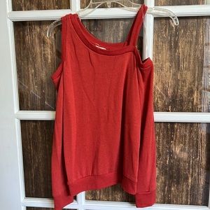 ✨Aeropostale Red Asymmetrical Cold Shoulder Sweater size Small